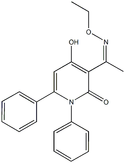 3-(N-ethoxyethanimidoyl)-4-hydroxy-1,6-diphenyl-2(1H)-pyridinone Struktur