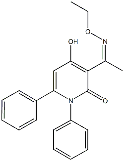 3-(N-ethoxyethanimidoyl)-4-hydroxy-1,6-diphenyl-2(1H)-pyridinone 化学構造式