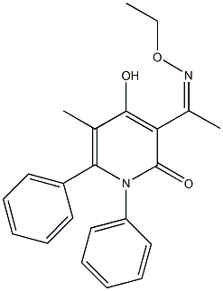 3-(N-ethoxyethanimidoyl)-4-hydroxy-5-methyl-1,6-diphenyl-2(1H)-pyridinone 化学構造式