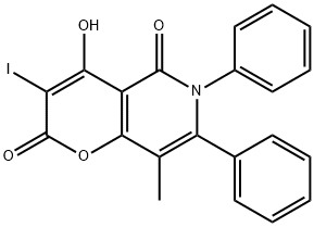 4-hydroxy-3-iodo-8-methyl-6,7-diphenyl-2H-pyrano[3,2-c]pyridine-2,5(6H)-dione 结构式