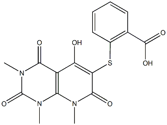 2-[(5-hydroxy-1,3,8-trimethyl-2,4,7-trioxo-1,2,3,4,7,8-hexahydropyrido[2,3-d]pyrimidin-6-yl)sulfanyl]benzoic acid 结构式