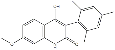 4-hydroxy-3-mesityl-7-methoxy-2(1H)-quinolinone 化学構造式