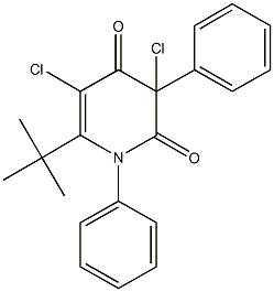 6-tert-butyl-3,5-dichloro-1,3-diphenyl-2,4(1H,3H)-pyridinedione 化学構造式