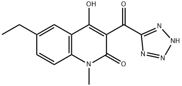 6-ethyl-4-hydroxy-1-methyl-3-(1H-tetraazol-5-ylcarbonyl)-2(1H)-quinolinone 化学構造式