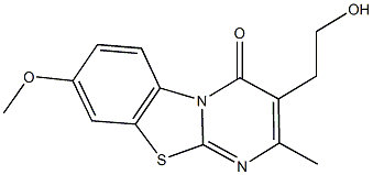 3-(2-hydroxyethyl)-8-methoxy-2-methyl-4H-pyrimido[2,1-b][1,3]benzothiazol-4-one Struktur