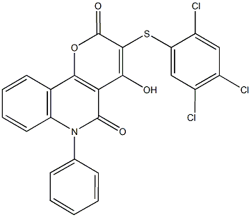 4-hydroxy-6-phenyl-3-[(2,4,5-trichlorophenyl)sulfanyl]-2H-pyrano[3,2-c]quinoline-2,5(6H)-dione,380634-19-5,结构式