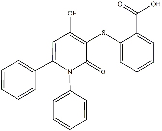 2-[(4-hydroxy-2-oxo-1,6-diphenyl-1,2-dihydro-3-pyridinyl)sulfanyl]benzoic acid Structure