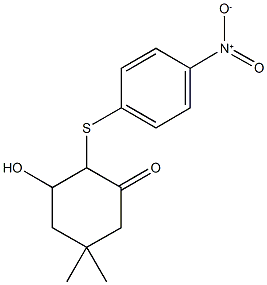 3-hydroxy-2-({4-nitrophenyl}sulfanyl)-5,5-dimethylcyclohexanone Struktur
