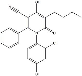5-butyl-1-(2,4-dichlorophenyl)-4-hydroxy-6-oxo-2-phenyl-1,6-dihydro-3-pyridinecarbonitrile Structure