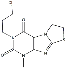 3-(3-chloropropyl)-1-methyl-6,7-dihydro[1,3]thiazolo[2,3-f]purine-2,4(1H,3H)-dione 化学構造式