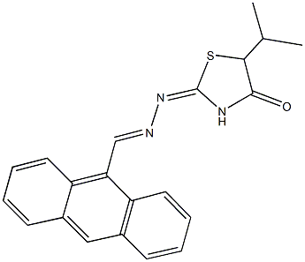 9-anthracenecarbaldehyde (5-isopropyl-4-oxo-1,3-thiazolidin-2-ylidene)hydrazone Structure