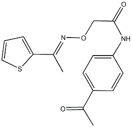 N-(4-acetylphenyl)-2-({[1-(2-thienyl)ethylidene]amino}oxy)acetamide Struktur