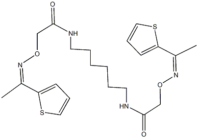 2-({[1-(2-thienyl)ethylidene]amino}oxy)-N-(6-{[({[1-(2-thienyl)ethylidene]amino}oxy)acetyl]amino}hexyl)acetamide Structure