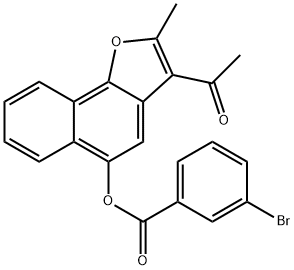 3-acetyl-2-methylnaphtho[1,2-b]furan-5-yl 3-bromobenzoate Struktur