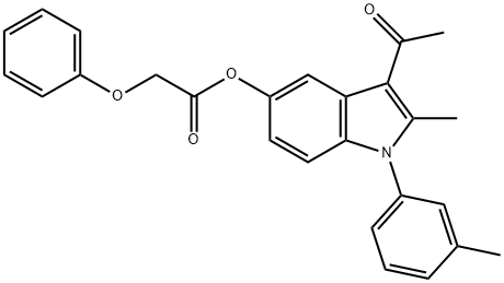3-acetyl-2-methyl-1-(3-methylphenyl)-1H-indol-5-yl phenoxyacetate Struktur