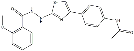 N-(4-{2-[2-(2-methoxybenzoyl)hydrazino]-1,3-thiazol-4-yl}phenyl)acetamide Struktur