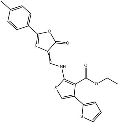 ethyl 2-{[(2-(4-methylphenyl)-5-oxo-1,3-oxazol-4(5H)-ylidene)methyl]amino}-2',4-bithiophene-3-carboxylate Struktur