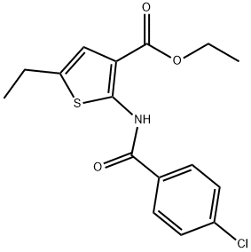 ethyl 2-[(4-chlorobenzoyl)amino]-5-ethyl-3-thiophenecarboxylate 化学構造式
