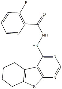 2-fluoro-N'-(5,6,7,8-tetrahydro[1]benzothieno[2,3-d]pyrimidin-4-yl)benzohydrazide Struktur