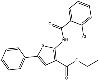 ethyl 2-[(2-chlorobenzoyl)amino]-5-phenylthiophene-3-carboxylate,380646-13-9,结构式