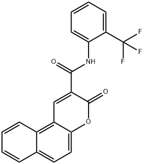 3-oxo-N-[2-(trifluoromethyl)phenyl]-3H-benzo[f]chromene-2-carboxamide Struktur