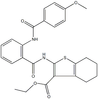 ethyl 2-({2-[(4-methoxybenzoyl)amino]benzoyl}amino)-4,5,6,7-tetrahydro-1-benzothiophene-3-carboxylate Structure