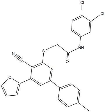 2-{[3-cyano-4-(2-furyl)-6-(4-methylphenyl)-2-pyridinyl]sulfanyl}-N-(3,4-dichlorophenyl)acetamide|