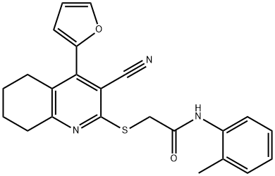 2-{[3-cyano-4-(2-furyl)-5,6,7,8-tetrahydroquinolin-2-yl]sulfanyl}-N-(2-methylphenyl)acetamide 结构式