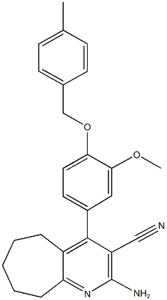 2-amino-4-{3-methoxy-4-[(4-methylbenzyl)oxy]phenyl}-6,7,8,9-tetrahydro-5H-cyclohepta[b]pyridine-3-carbonitrile Structure