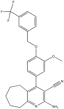 380647-35-8 2-amino-4-(3-methoxy-4-{[3-(trifluoromethyl)benzyl]oxy}phenyl)-6,7,8,9-tetrahydro-5H-cyclohepta[b]pyridine-3-carbonitrile