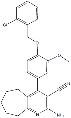 2-amino-4-{4-[(2-chlorobenzyl)oxy]-3-methoxyphenyl}-6,7,8,9-tetrahydro-5H-cyclohepta[b]pyridine-3-carbonitrile Structure