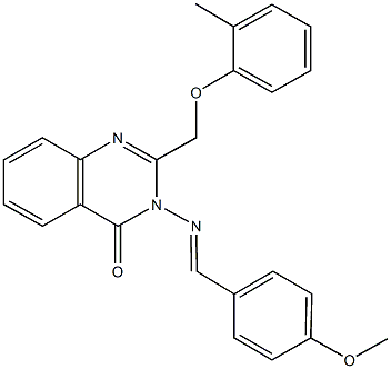 3-[(4-methoxybenzylidene)amino]-2-[(2-methylphenoxy)methyl]-4(3H)-quinazolinone 化学構造式