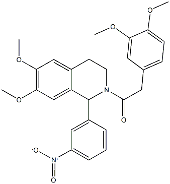 2-[(3,4-dimethoxyphenyl)acetyl]-1-{3-nitrophenyl}-6,7-dimethoxy-1,2,3,4-tetrahydroisoquinoline Struktur