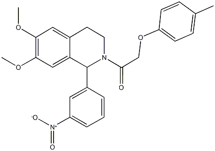 1-{3-nitrophenyl}-6,7-dimethoxy-2-[(4-methylphenoxy)acetyl]-1,2,3,4-tetrahydroisoquinoline Structure