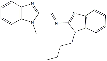 N-(1-butyl-1H-benzimidazol-2-yl)-N-[(1-methyl-1H-benzimidazol-2-yl)methylene]amine 结构式