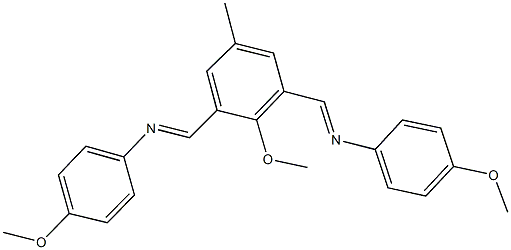 4-methoxy-N-(2-methoxy-3-{[(4-methoxyphenyl)imino]methyl}-5-methylbenzylidene)aniline Struktur