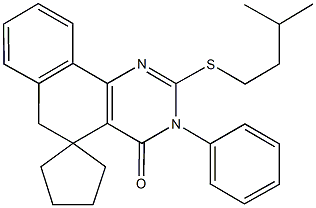 2-(isopentylsulfanyl)-3-phenyl-5,6-dihydrobenzo[h]quinazolin-4(3H)-one-5-spiro-1'-cyclopentane Struktur