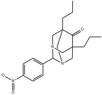 2-{4-nitrophenyl}-5,7-dipropyl-1,3-diazatricyclo[3.3.1.1~3,7~]decan-6-one 结构式