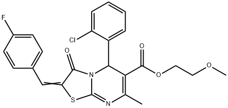 2-methoxyethyl 5-(2-chlorophenyl)-2-(4-fluorobenzylidene)-7-methyl-3-oxo-2,3-dihydro-5H-[1,3]thiazolo[3,2-a]pyrimidine-6-carboxylate|