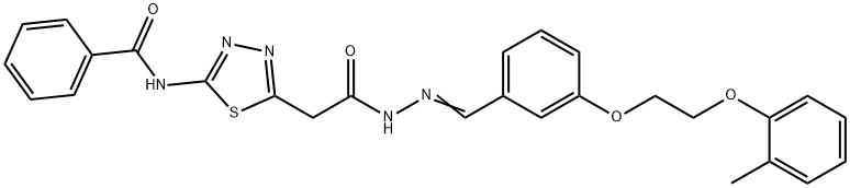 N-{5-[2-(2-{3-[2-(2-methylphenoxy)ethoxy]benzylidene}hydrazino)-2-oxoethyl]-1,3,4-thiadiazol-2-yl}benzamide Structure