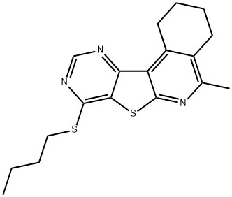 butyl 5-methyl-1,2,3,4-tetrahydropyrimido[4',5':4,5]thieno[2,3-c]isoquinolin-8-yl sulfide Struktur