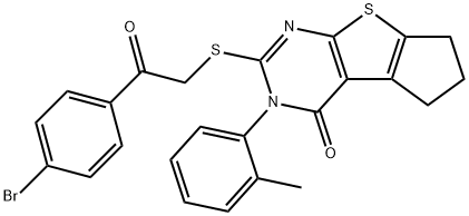 2-{[2-(4-bromophenyl)-2-oxoethyl]sulfanyl}-3-(2-methylphenyl)-3,5,6,7-tetrahydro-4H-cyclopenta[4,5]thieno[2,3-d]pyrimidin-4-one Structure