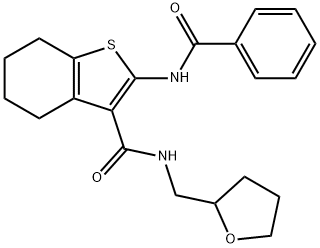 2-(benzoylamino)-N-(tetrahydrofuran-2-ylmethyl)-4,5,6,7-tetrahydro-1-benzothiophene-3-carboxamide Struktur