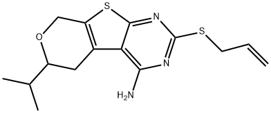 2-(allylsulfanyl)-6-isopropyl-5,8-dihydro-6H-pyrano[4',3':4,5]thieno[2,3-d]pyrimidin-4-amine Structure