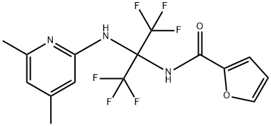 N-[1-[(4,6-dimethyl-2-pyridinyl)amino]-2,2,2-trifluoro-1-(trifluoromethyl)ethyl]-2-furamide Struktur