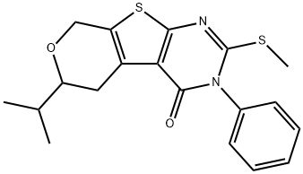 6-isopropyl-2-(methylsulfanyl)-3-phenyl-3,5,6,8-tetrahydro-4H-pyrano[4',3':4,5]thieno[2,3-d]pyrimidin-4-one,380901-07-5,结构式