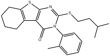 2-(isopentylsulfanyl)-3-(2-methylphenyl)-5,6,7,8-tetrahydro[1]benzothieno[2,3-d]pyrimidin-4(3H)-one Structure