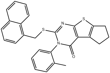 3-(2-methylphenyl)-2-[(1-naphthylmethyl)sulfanyl]-3,5,6,7-tetrahydro-4H-cyclopenta[4,5]thieno[2,3-d]pyrimidin-4-one|