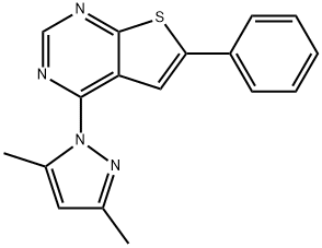 4-(3,5-dimethyl-1H-pyrazol-1-yl)-6-phenylthieno[2,3-d]pyrimidine,380907-01-7,结构式