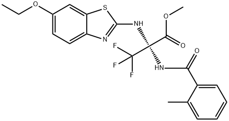 methyl 2-[(6-ethoxy-1,3-benzothiazol-2-yl)amino]-3,3,3-trifluoro-2-[(2-methylbenzoyl)amino]propanoate Struktur